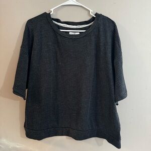 Nicole Miller New York Women's Size XXL Gray Ribbed Oversized Boxy Sweater Top